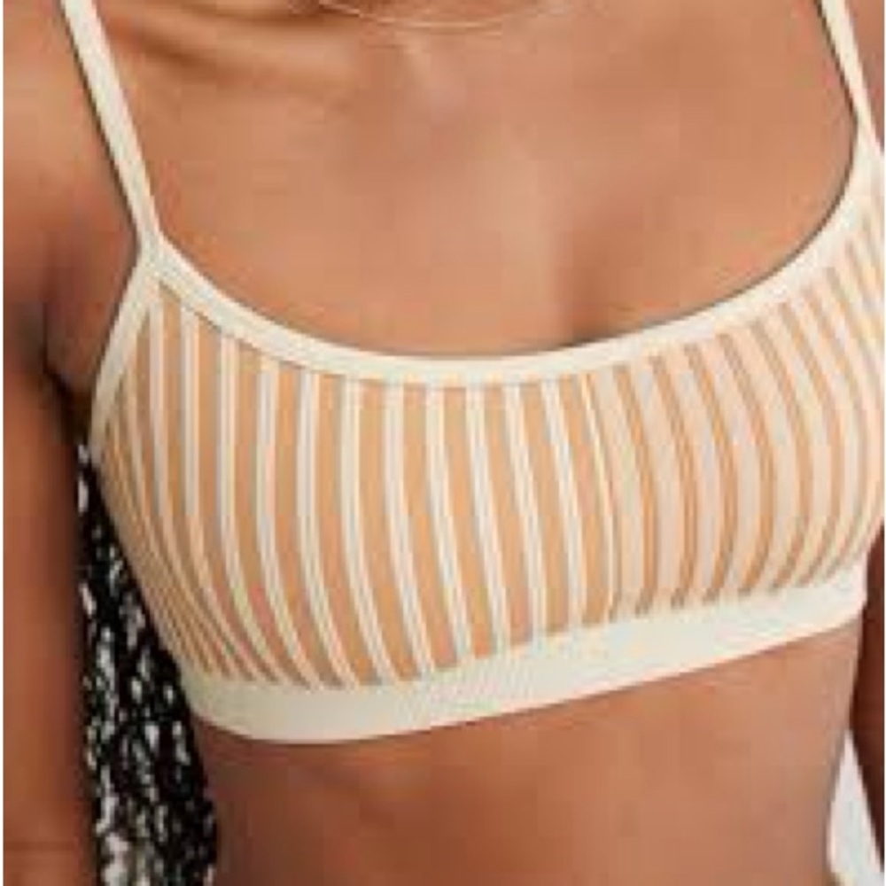 Aerie Cream and Tan Striped Bralette